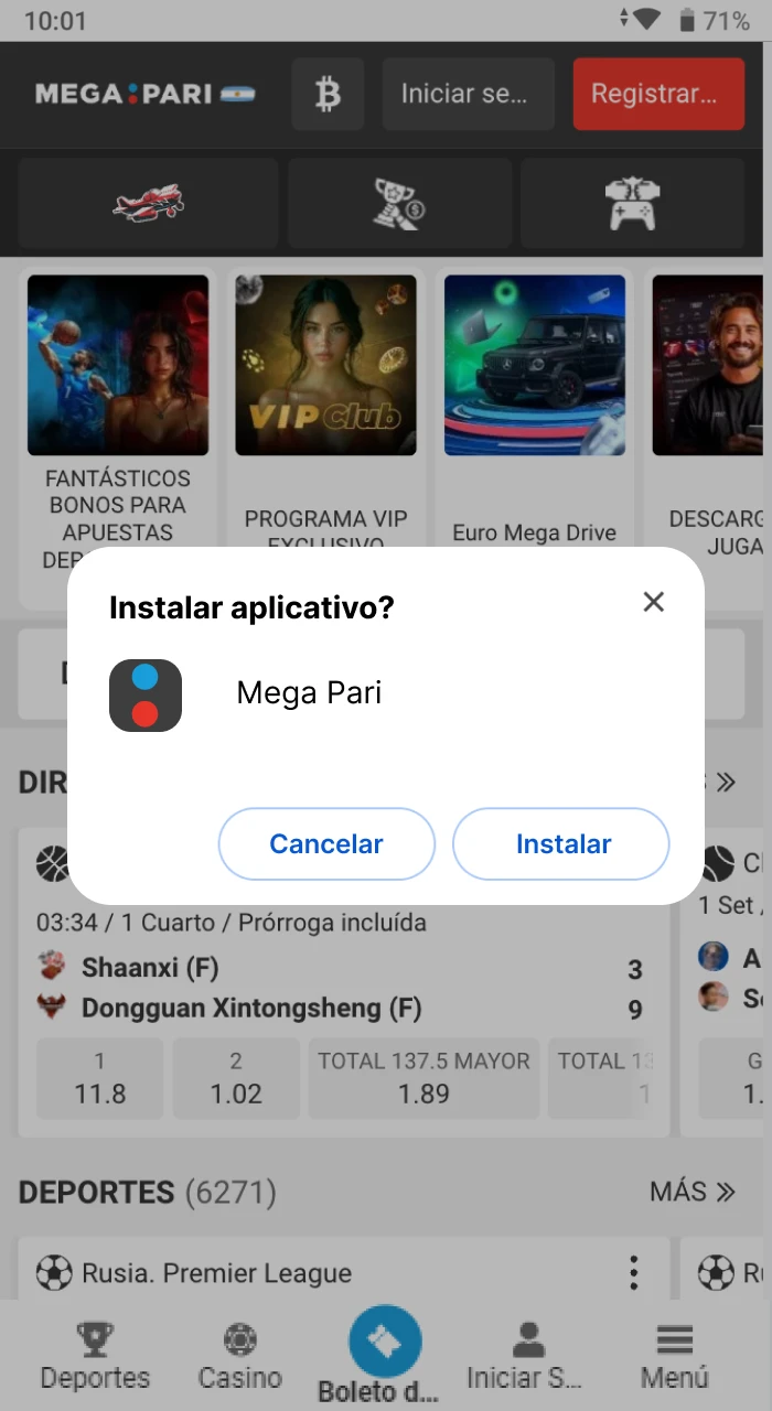 Abra el archivo de instalación de la aplicación Megapari para empezar.