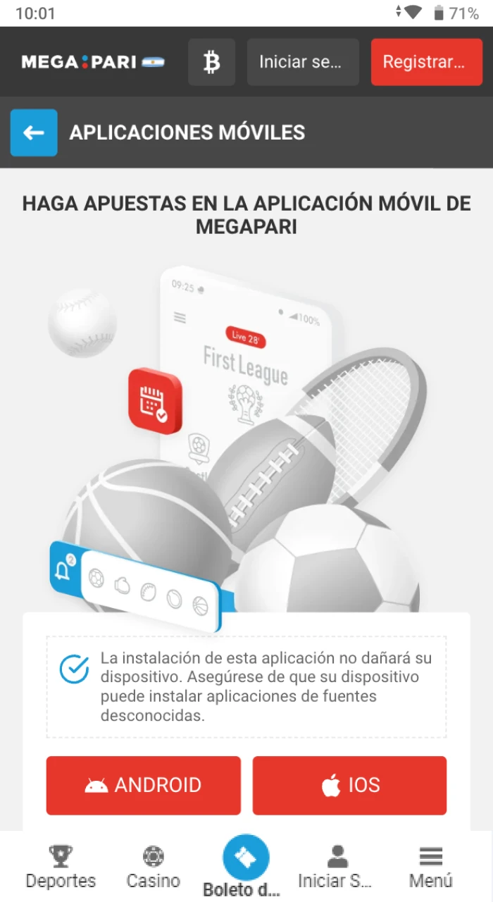 Empieza a instalar la aplicación Megapari para Android.