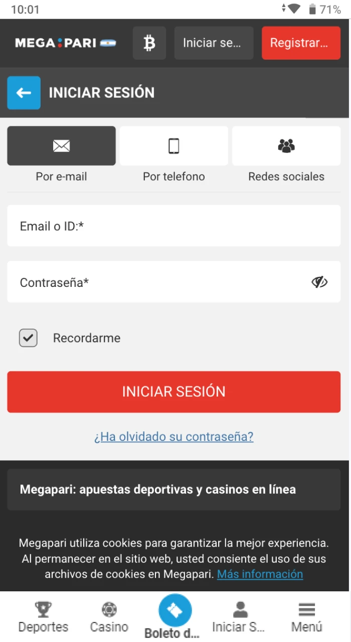 Crea una cuenta Megapari o accede a tu cuenta.