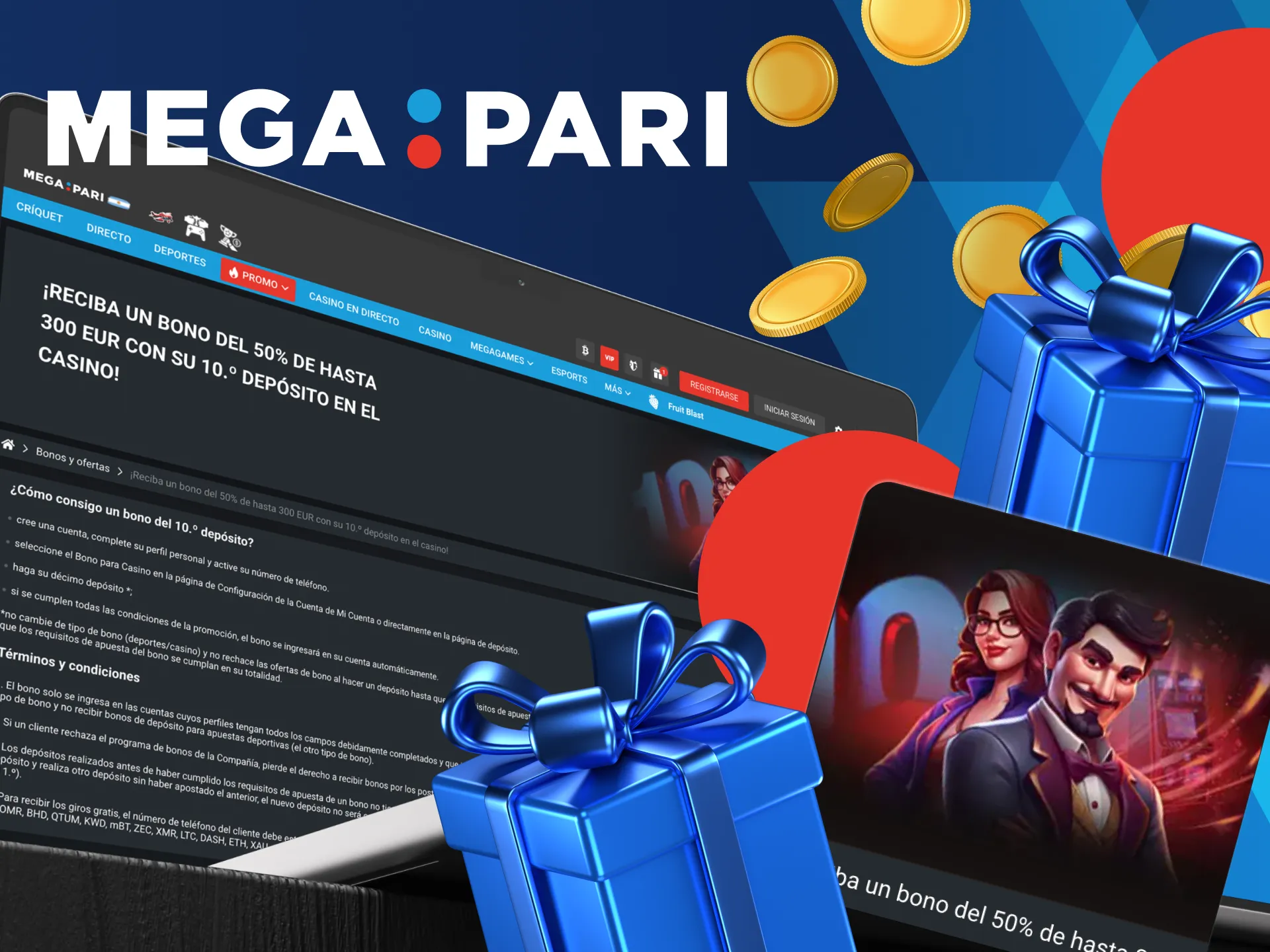 Consigue un bono del 50% en tu décimo depósito en Megapari Casino.