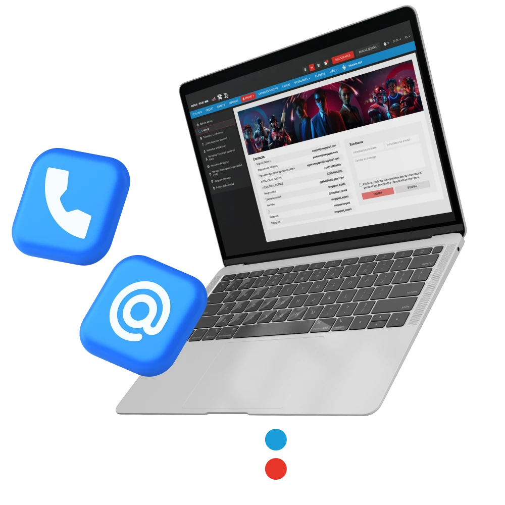 Que contactos tiene el servicio de soporte del sitio web del casino en linea Megapari.