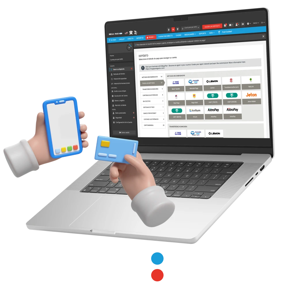 Métodos de pago disponibles en Megapari Casino.