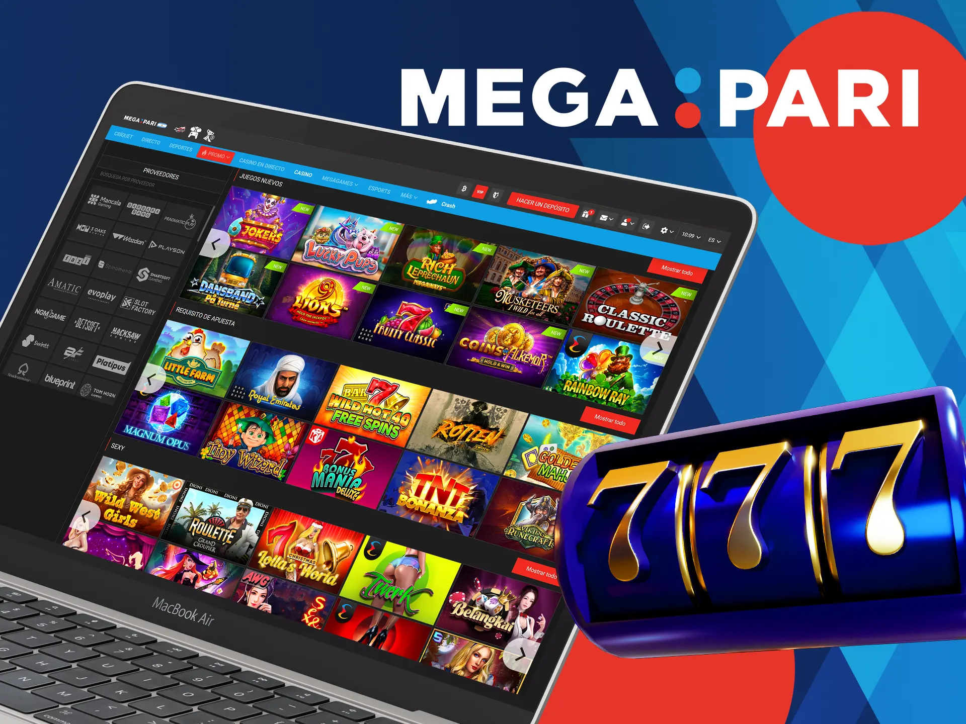 Consulta la lista de proveedores cuyos juegos están disponibles en Megapari.