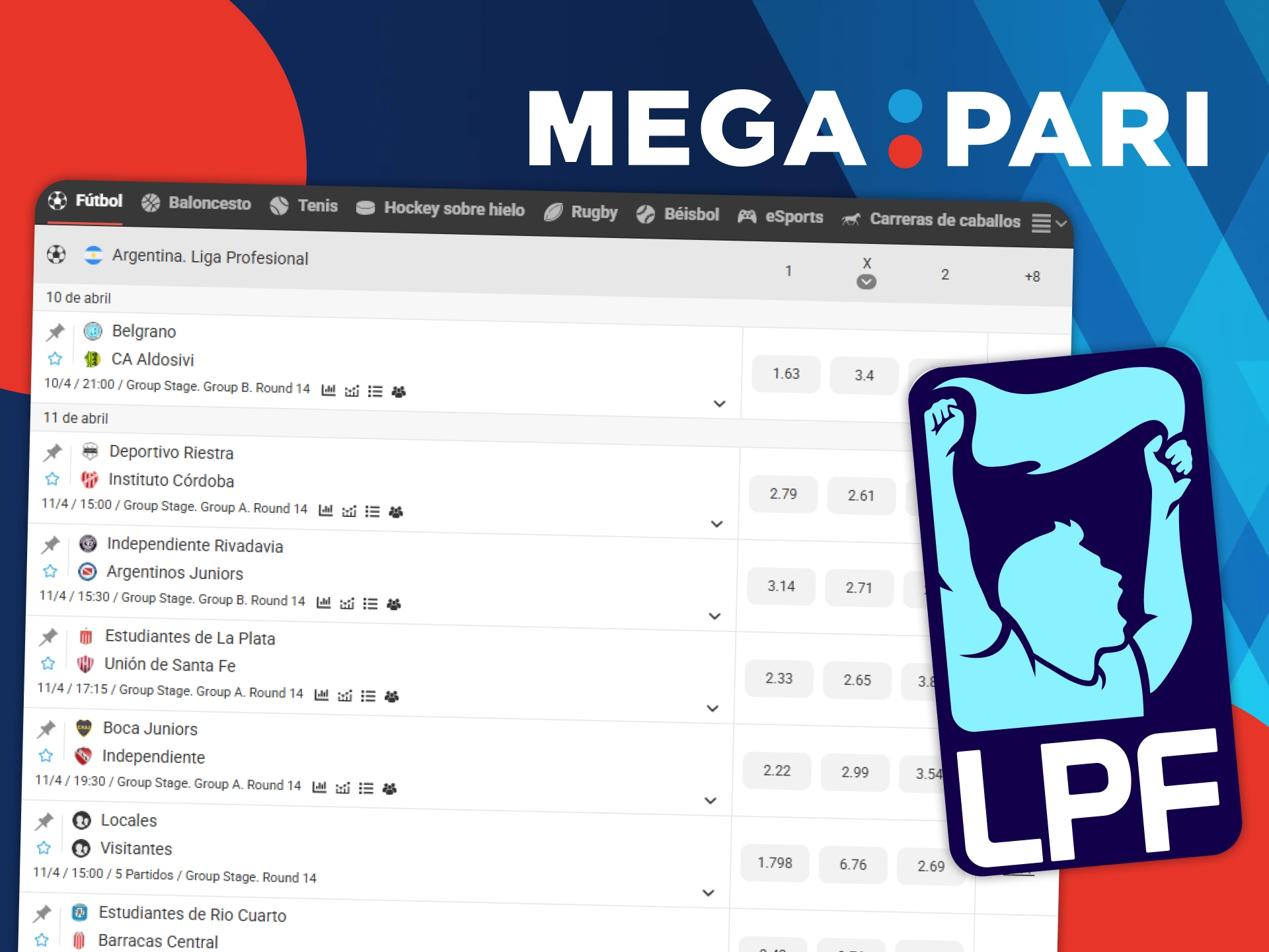Pronostica los resultados en la Liga Profesional Argentina con Megapari.